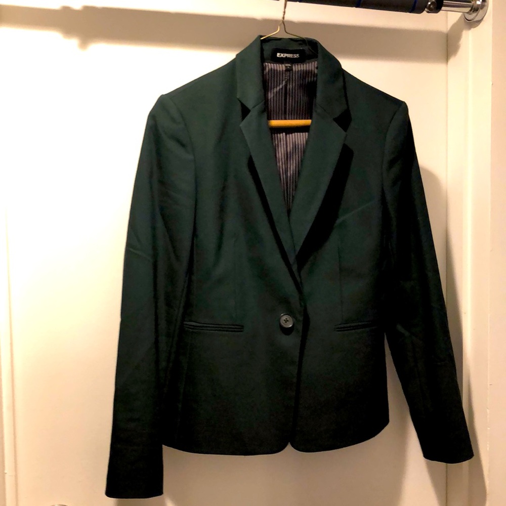Express dark green one button blazer